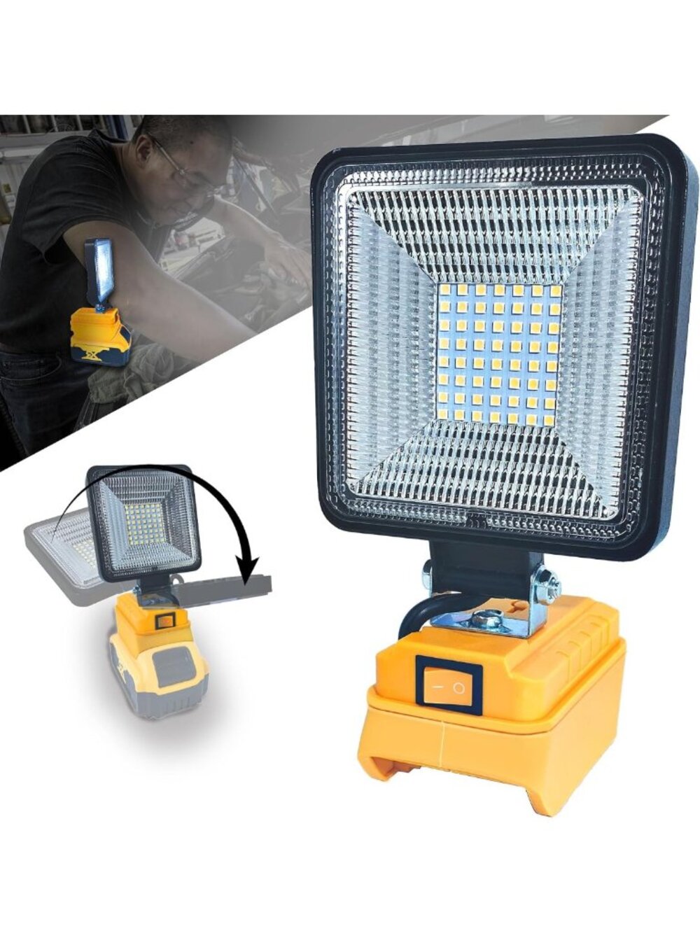 Bright 30W 3000LM LED Work Light, Dual USB, Compatible with 20V/18V Batteries